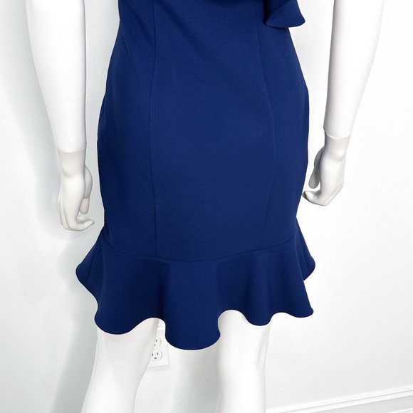 Likely Norvina Ruffle One Shoulder Flounce Mini Dress in Blueprint Blue Size 2 - Picture 13 of 14